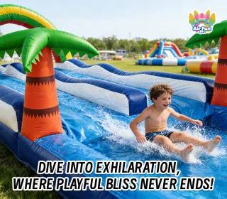 11.5m Long Tropical Water Slide | Ideal for Beach Events & Carnivals