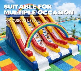 Rainbow Arch 4-Lane Inflatable Water/Dry Slide | EN14960 Certified, Customizable