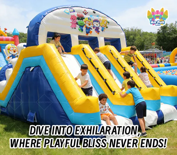 Pororo 4-Lane Inflatable Slide: Slide with Your Favorite Penguin Friends!