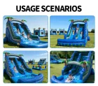 Tropical Inflatable Wave Dual Water Slide 7.5m High-Capacity Water Slide