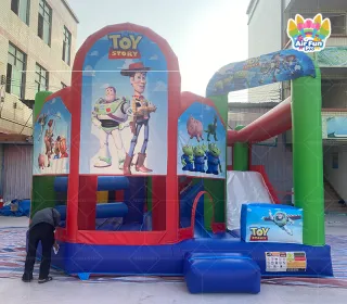 Children's Cartoon Inflatable Bouncer with Slide Bouncy Castle Combo Toy PVC Tarpaulin Easy Setup