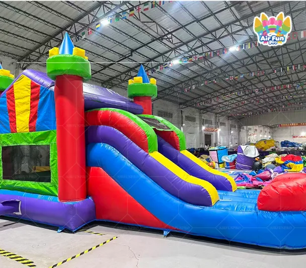 Children's Cartoon Inflatable Bouncy Castle Slide Combo PVC Material Easy Setup Customizable Size for Parties Rentals