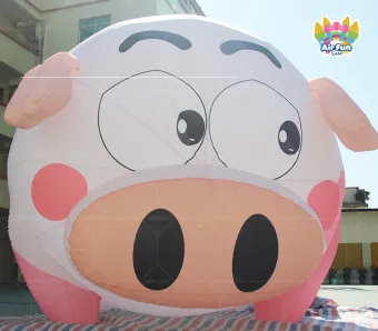 Giant Inflatable Clear Pig Mascot Balloon Waterproof with Electric Blower 10-12ft for Activity Decorations