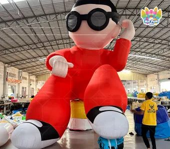 Custom Inflatable Advertising Human Shape Balloon Boy with Hat Inflatable Man Doll Star Space Theme 10-12ft Waterproof