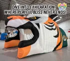 Large PVC Waterproof Inflatable Tiger Channel Tunnel Tent with Electric Blower for Party Events