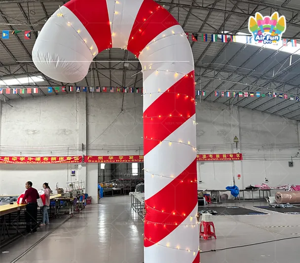 Outdoor Inflatable Christmas Gift Candy Cane Model Funny Activity Decoration Standee 10-12ft Waterproof