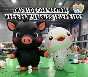 Giant Inflatable Balloon Flying Pig Fish 10-12ft UV Printing Built-In Electric Pump Waterproof Durable Sun Resistant Outdoor