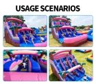 Pink Tropical Dual Lane Inflatable Water Slide | EN14960 Certified, Customizable
