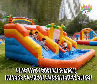 Tropical Rainbow Multi-Lane Inflatable Water Slide