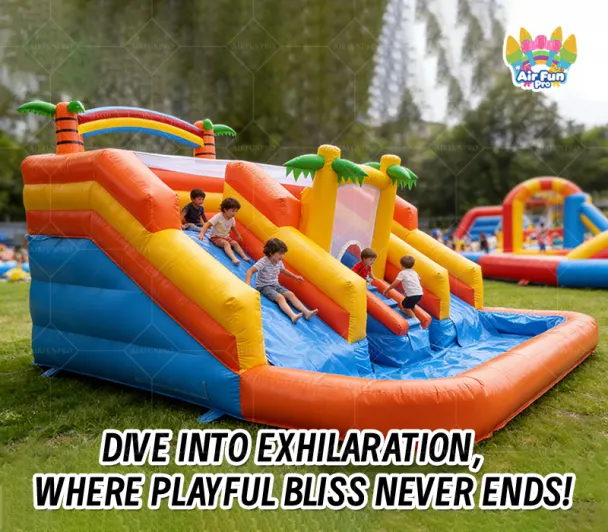 Tropical Rainbow Multi-Lane Inflatable Water Slide