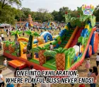 Dinosaur Jungle Inflatable Slide: Roar into Prehistoric Adventure!