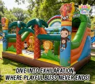 Jungle Animal Themed Multi-Lane Inflatable Slide | EN14960 Certified