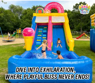 Factory Custom Kid Party Game Hot Sale AirFunPro Giant PVC Inflatable Water Slides Backyard Castle Bouncy Jumping Bouncer Pool