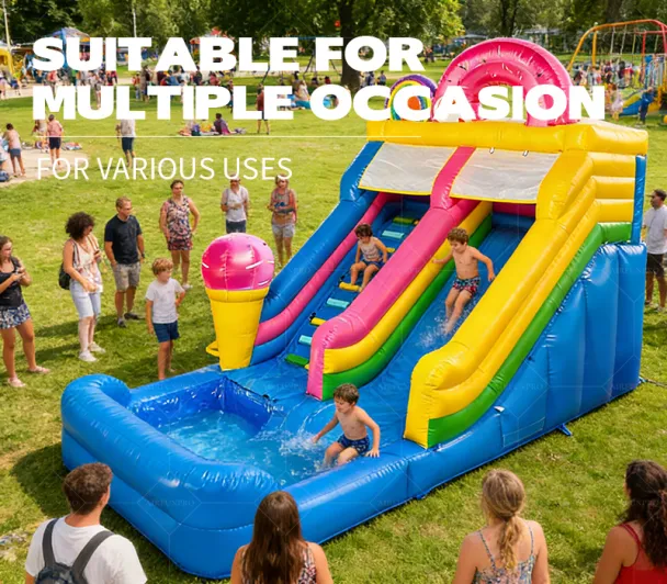 Factory Custom Kid Party Game Hot Sale AirFunPro Giant PVC Inflatable Water Slides Backyard Castle Bouncy Jumping Bouncer Pool