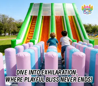 AirFunPro Giant PVC Inflatable Water Slide Castle with Bouncy Jumping Areas for Kid Party Games-Hot Sale