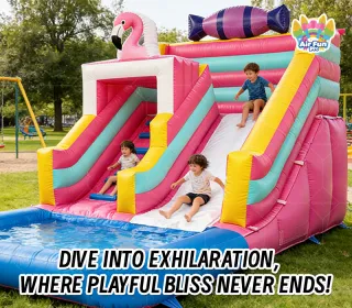 Giant PVC Inflatable Bouncy Castle with Slide and Pool Commercial Jumping Castle for Event Rental