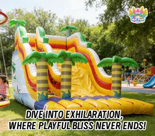 AirFunPro Giant PVC Inflatable Bouncy Castle with Slide & Pool Commercial Rental for Events