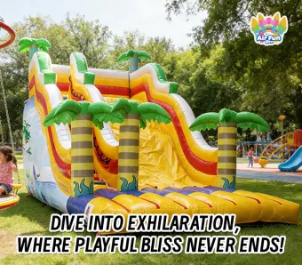 AirFunPro Giant PVC Inflatable Bouncy Castle with Slide & Pool Commercial Rental for Events