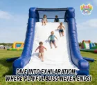 Commercial-Grade Blue Inflatable Water Slide: 0.55mm Plato PVC, EN14960 Certified for Reliability