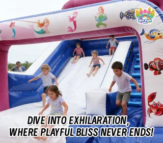 Commercial-Grade Mermaid Dual-Lane Slide: 0.55mm Plato PVC, EN14960 Certified