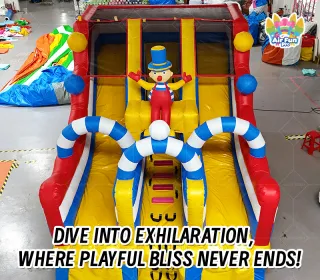 Circus Clown Dual-Lane Inflatable Slide: Step Right Up for Non-Stop Carnival Thrills