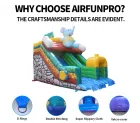 Blue Elephant Dual-Lane Inflatable Slide with Splash Pool