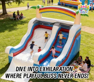 Commercial-Grade Rainbow Inflatable Slide: Built for Smooth, Safe, and Unforgettable Play!