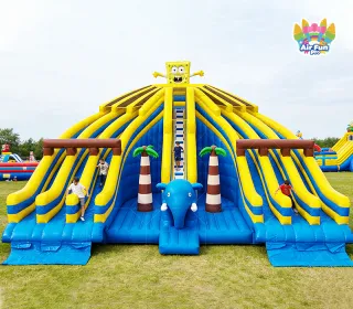 Custom-Size SpongeBob Multi-Lane Slide: 0.55mm Plato PVC, EN14960 Certified!