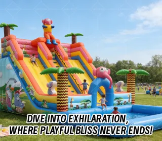 Jungle-Themed Inflatable Water Slide: Crafted for Joyful Family Playtime