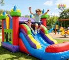Commercial Amusement Park Inflatable Obstacle Course Jumping Castle PVC Material Customizable Size for Parties Events With Slide