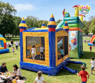 100% PVC Tarpaulin Bounce House Combo with Slide-Eco-Friendly Customizable Size for Party Rentals
