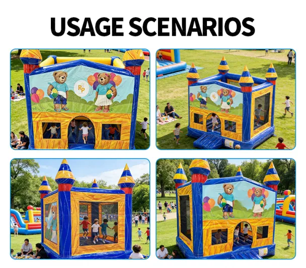 100% PVC Tarpaulin Bounce House Combo with Slide-Eco-Friendly Customizable Size for Party Rentals