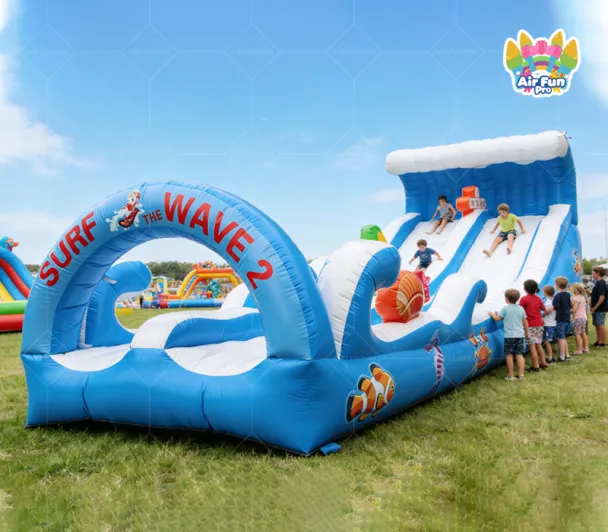 Blue Ocean Themed Inflatable Slide: Non-Stop Fun for Beach & Backyard Parties
