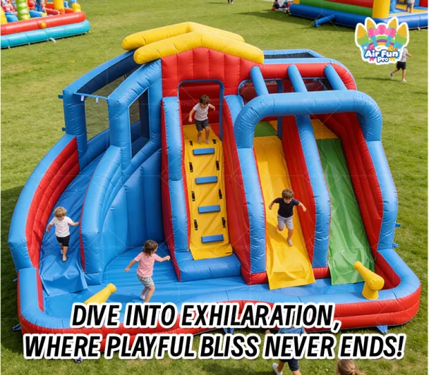 Rainbow Multi-Lane Inflatable Slide: A Color Explosion of Non-Stop Fun!