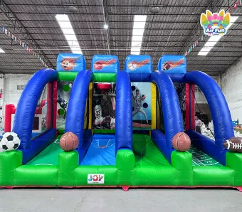 4 in 1 Inflatable Sports Games Basketball Soccer PVC Material for Commercial Outdoor Events Sports Parks Gardens Blower