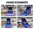Commercial Grade Purple Water Slide: Race Down to a Rainbow Splash!