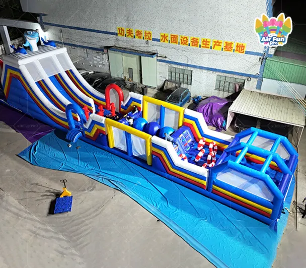 Shark Attack Inflatable Obstacle Course: Conquer the Ultimate Challenge!