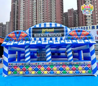 OEM/ODM  Blue & White Striped Inflatable Carnival Booth