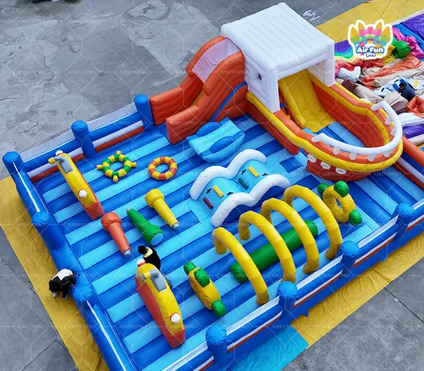 Customizable Large Inflatable Theme Park Obstacle Course & Jumping Castle with PVC Tarpaulin Eco-Friendly for Parks