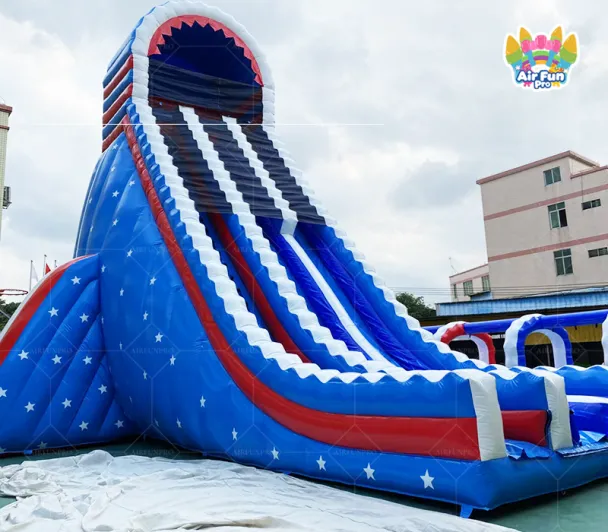 USA Patriotic Inflatable Triple Slide & Obstacle Course OEM/ODM