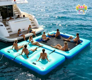 Inflatable Floating Dock Air Dock Platform Non-Slip Inflatable Water Mat Floating Island Raft