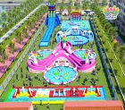 Commercial Inflatable Water Park with Giant Slide & Multi Pools | Custom Aqua Park for Rental Business