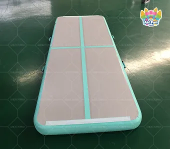 3x1x0.1m Mint Green Gray 2400D DWF Inflatable Air Track Mat Compact Home Gymnastics Practice Cushion