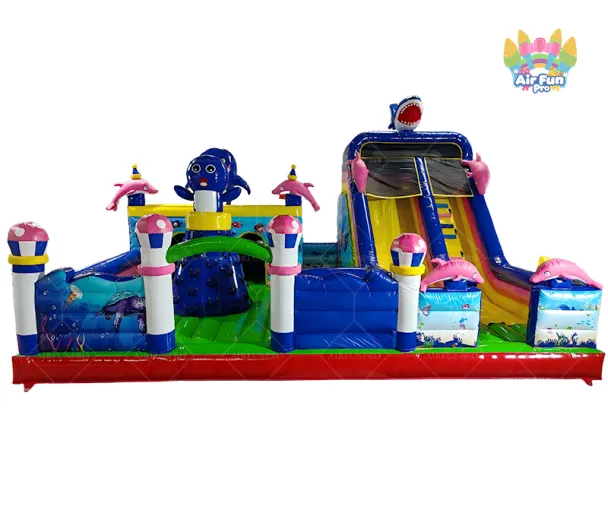 Factory Direct Giant Shark Inflatable Obstacle Play Center Inflatable Bounce House Combo for Outdoor Events & Rental Business