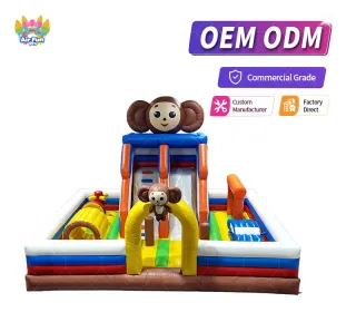 Cute Monkey Inflatable Play Zone: Adventure & Slides for Little Explorers