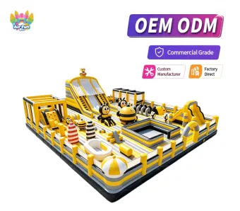Bee Themed Inflatable Obstacle Playground 25x20m | Commercial Kids Inflatable Fun Park | AirFunPro