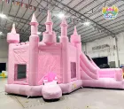 Pink Princess Castle Inflatable Bounce House With Slide | Commercial Kids Jumping Castle | AirFunPro