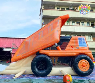 Dump Truck Themed Inflatable Bounce House With Slide | Commercial Construction Vehicle Jumping Castle | AirFunPro
