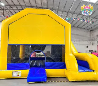 Yellow Blue Inflatable Bounce House With Slide | Commercial Combo Jumping Castle | AirFunPro