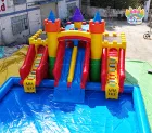 Inflatable Castle Slide Water Slide With Pool Bounce House for Swimming Pool For Kids